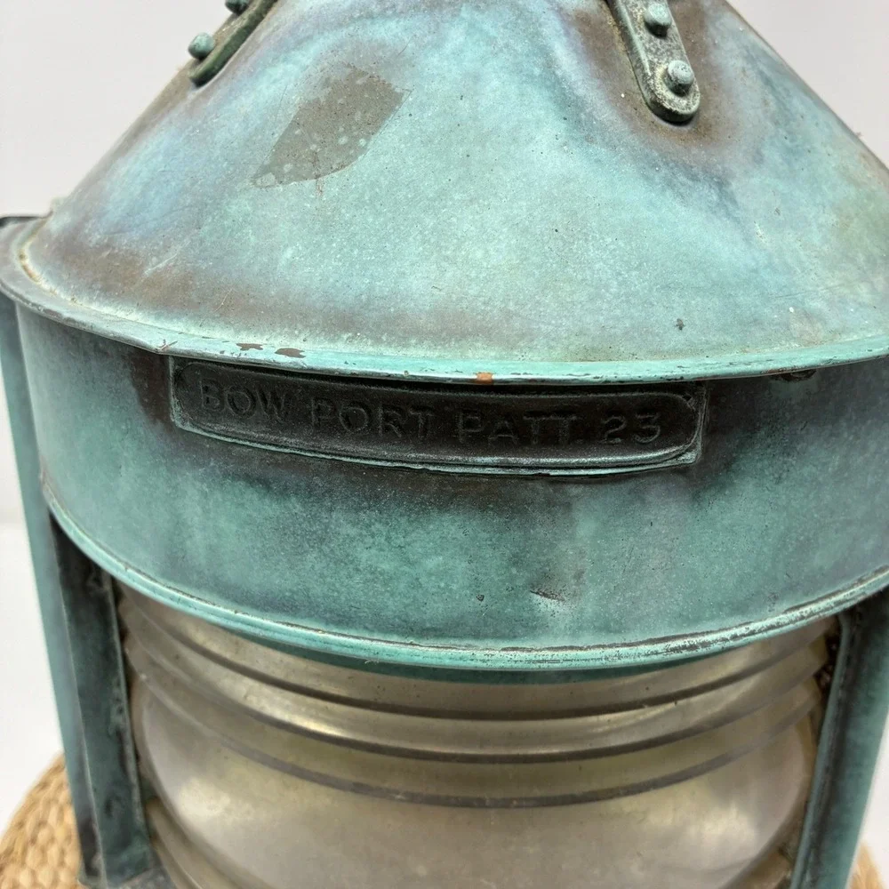 1943 WWII British Navy Ship Lantern Lamp Bow Port Patt 23 Copper Nautical - PAIR
